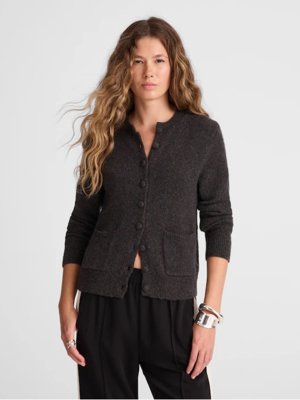 NEW MADEWELL Patch-Pocket Cotton-Blend Cardigan in brown size small fall winter
